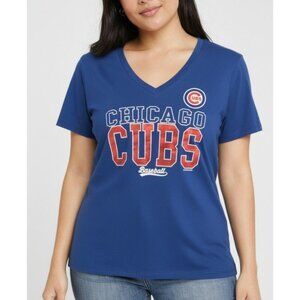 Chicago Cubs Womens V-Neck T-Shirt Size XL By 5th & Ocean